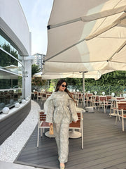Floral Takım Krem