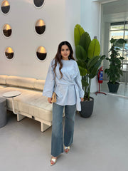 Liya Oversize Bluz mavi