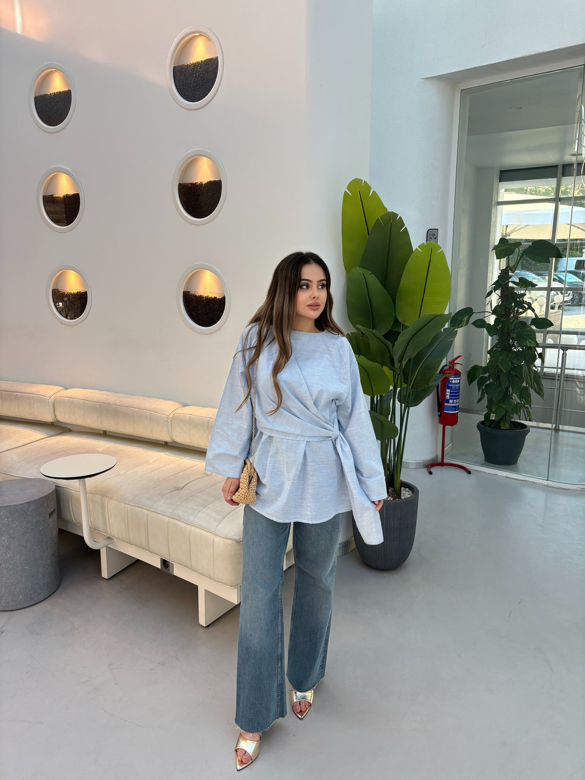 Liya Oversize Bluz mavi