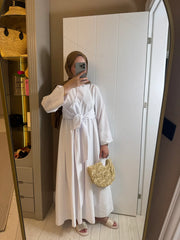 Asimestrik Bağlamalı Elbise Beyaz
